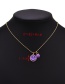 Fashion Pink Copper Drop Oil Inlaid Zirconium Hollow Smiley Face Necklace