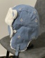 Fashion Blue Floral Embroidery Plush Lei Feng Hat