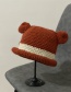 Fashion Caramel Colour Woolen Knitted Bear Ear Cap