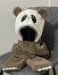 Fashion Black Panda Ear Scarf Gloves Three-piece Suit