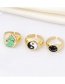 Fashion Black And White Gossip Figure Ring Metal Dripping Oil Tai Chi Ring