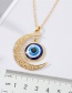 Fashion Gold Alloy Hollow Moon Round Eye Necklace