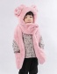 Fashion Pink Bear Scarf And Gloves All-in-one Plush Three-piece Suit