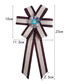 Fashion Grey Fabric Striped Bow Tie Brooch