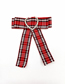 Fashion Red Fabric Check Heart Rhinestone Brooch