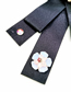 Fashion Black Fabric Bow Inlaid Pearl Flower Brooch
