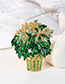 Fashion Green Alloy Flower Pot Brooch With Diamonds