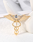 Fashion Gold Alloy Diamond Geometric Wings Brooch