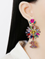 Fashion Color Alloy Geometric Diamond Sun Flower Stud Earrings