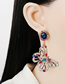 Fashion Blue Color Alloy Diamond Butterfly Stud Earrings