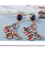 Fashion Blue Color Alloy Diamond Butterfly Stud Earrings
