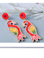 Fashion Red Alloy Diamond Cartoon Bird Stud Earrings