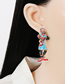 Fashion Color Alloy Oil Drop Diamond Cartoon Character Earrings