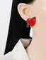 Fashion Rose Red Fabric Rose Drop Pearl Earrings
