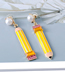 Fashion 55810 Pencil Alloy Drop Oil Inlaid Pearl Pencil Stud Earrings