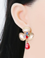 Fashion Grey Alloy Diamond Flower Stud Earrings