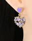 Fashion Purple Geometric Diamond Heart Hollow Stud Earrings