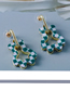 Fashion Gold Resin Checkerboard Bear Earrings