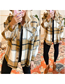 Fashion Flower Type Nine Check Print Long Sleeve Cardigan Jacket