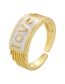 Fashion White Copper Drop Oil Letter Geometric Open Ring