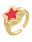 Fashion Red Copper Drop Oil Five-pointed Star Open Ring