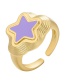 Fashion Purple Copper Drop Oil Five-pointed Star Open Ring