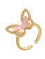 Fashion Gold Coloren Gray Copper Drop Oil Inlaid Zirconium Butterfly Open Ring