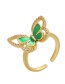 Fashion White Gold Color White Copper Drop Oil Inlaid Zirconium Butterfly Open Ring