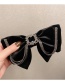 Fashion Black Velvet Rhinestone Bow Hairpin
