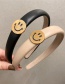 Fashion Shallow Khaki Alloy Smiley Logo Leather Headband