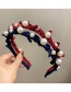 Fashion Red Wine Velvet Pearl Bow Hair Band With Thin Edges