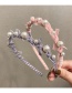 Fashion Pink Velvet Pearl Bow Hair Band With Thin Edges