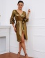 Fashion Gold Color Hot Stamped V-neck Cardigan Dress