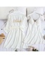 Fashion Gold Coloren Velvet Bridal Style-mi Zhen Gold Velvet Letter Embroidered Nightgown Cardigan