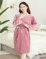Fashion Navy Flannel Letter Embroidered Bandage Nightgown