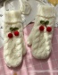 Fashion White/pink Cherry Twist-knit Cherry Mittens Halterneck Gloves