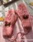 Fashion White/pink Cherry Twist-knit Cherry Mittens Halterneck Gloves