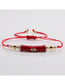 Fashion A Red Copper Beads Beaded Pearl Eye Pull Bracelet