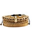 Fashion Three-piece Golden Suit Titanium Steel Letter Twist Crown Braided Open Bracelet Set