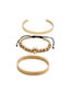Fashion White Gold 2 Piece Set C Titanium Steel Crown Beaded Open Bracelet Set