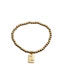 Fashion D Gold-plated Copper Letter Plate Beaded Bracelet