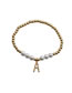 Fashion J- Copper Inlaid Zirconium Copper Beads And Pearl Beaded Letter Bracelet