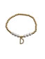 Fashion T- Copper Inlaid Zirconium Copper Beads And Pearl Beaded Letter Bracelet
