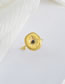 Fashion Gold Color Titanium Steel Gold Plated Round Black Pine Open Ring