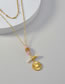 Fashion Gold Color Stainless Steel Gold-plated Compass And Pearl Double Necklace