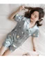 Fashion Rabbit With Blue Scarf Ice Silk Print Short-sleeved Shorts Pajama Set