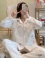 Fashion 6016 Lace Pink Sun Flower Maternity Pajama Set With Air Cotton Side Collar Geometric Print