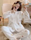Fashion 6018 Lace White Piggy Maternity Pajama Set With Air Cotton Side Collar Geometric Print