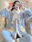 Fashion 82832 Kimono Wave Point Air Cotton Cartoon Quilted Maternity Pajamas Set