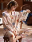 Fashion Cute Cat Maternity Pajamas Set With Cotton Collar And Geometric Print